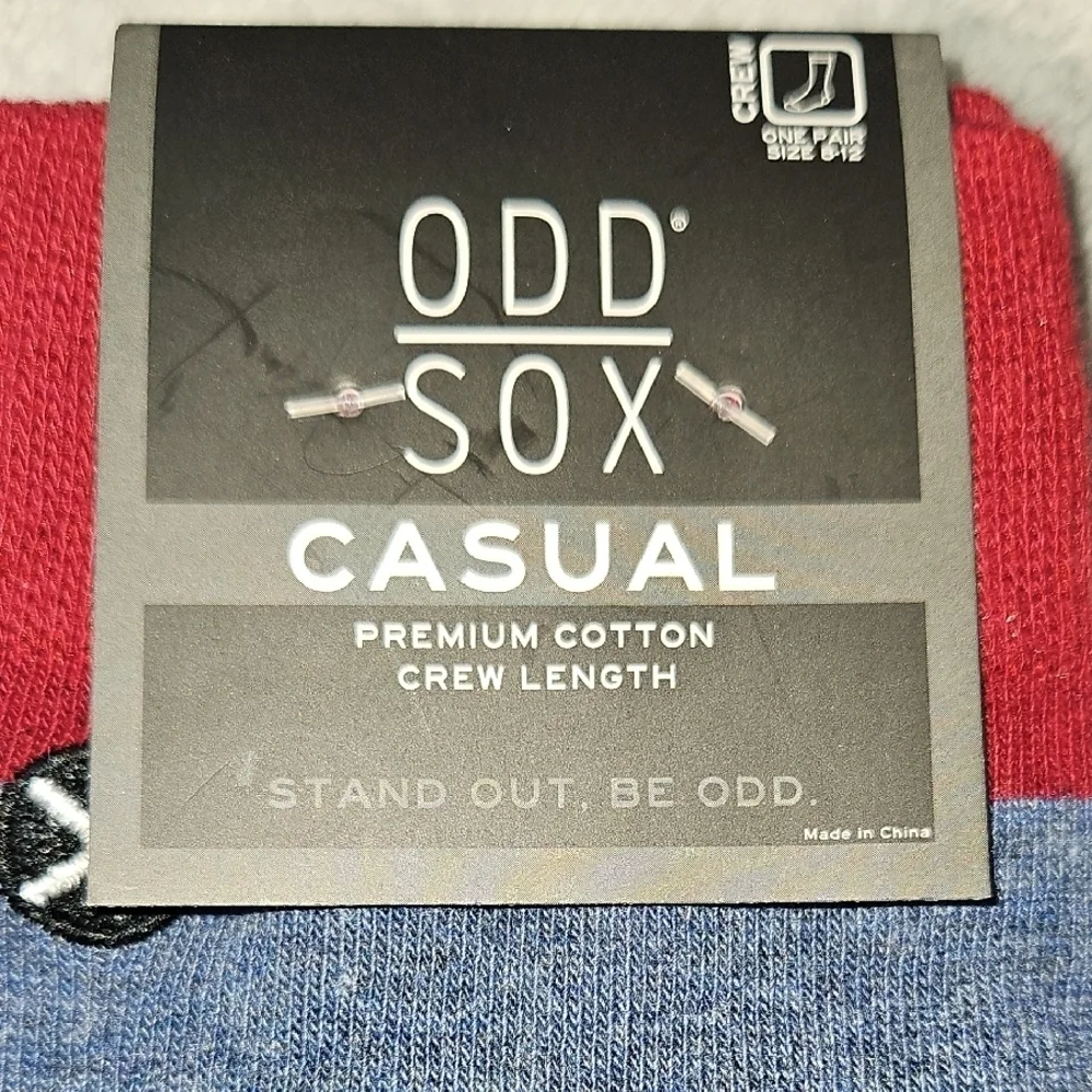 ODD SOX Men Casual Premium Cotton Crew Length Striped Heathered Blue Maroon Sock